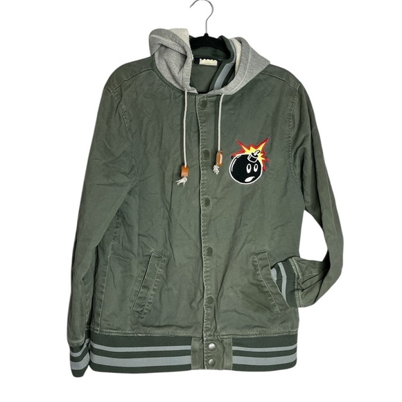 The Hundreds Reloaded Green Varsity Hooded Canvas Jacket Bomb Mens, Size L - Picture 2 of 16